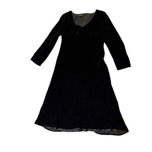 Valerie Dresses Size 14 Black Silk Blend Lined Velvet Long Sleeve V-Neck Dress H